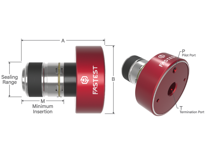 FIG Pneumatic actuated Connection Tool for, 2.165 to 2.305in (54.99-58.55mm) sealing range, 120psi  (8.3bar) pressure, 3/4 NPT Female termination, SS, Anodized Aluminum construction with Buna-N,Neoprene seal materials. - FIG771